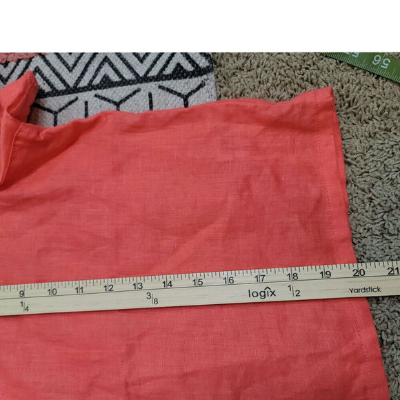 Joie 100% Linen Button Up Crop Short Sleeve in Coral, sz XL - Picture 9 of 9
